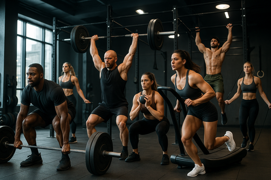 elite men and women doing fitness